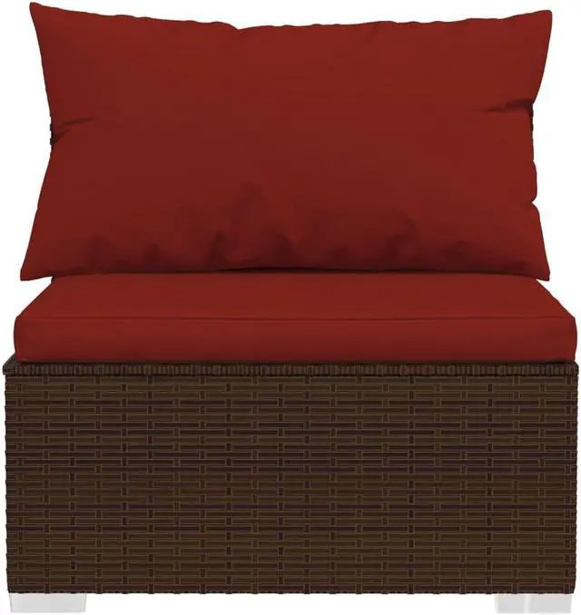 Alt view image 10 of 10 - vidaXL 4 Piece Patio Lounge Set with Cushions Poly Rattan Brown