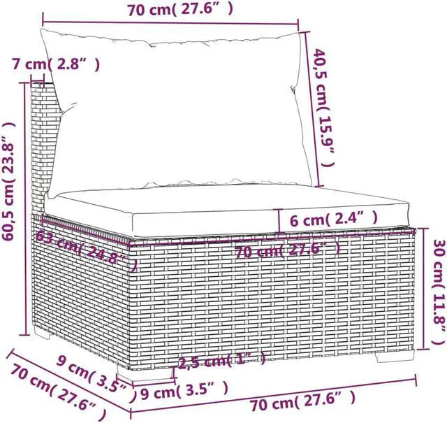 Alt view image 8 of 15 - vidaXL 4 Piece Patio Lounge Set with Cushions Black Poly Rattan