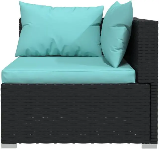 Alt view image 9 of 15 - vidaXL 4 Piece Patio Lounge Set with Cushions Black Poly Rattan