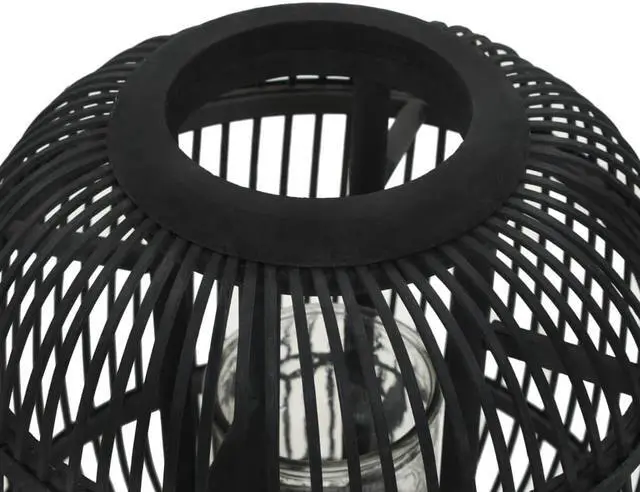 Alt view image 10 of 10 - vidaXL Candle Holder Stand with Glass Jar Freestanding Lantern Bamboo Black