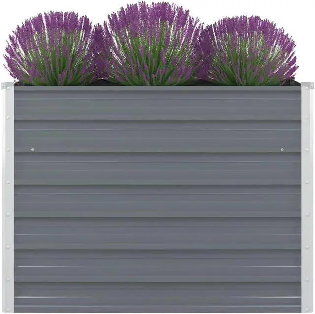 Alt view image 7 of 11 - vidaXL Raised Garden Bed Interior Bracket 39.4" Galvanized Steel Gray Planter