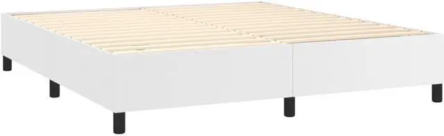 Alt view image 3 of 15 - vidaXL Bed Frame Bedroom Furniture White 72"x83.9" California King Faux Leather