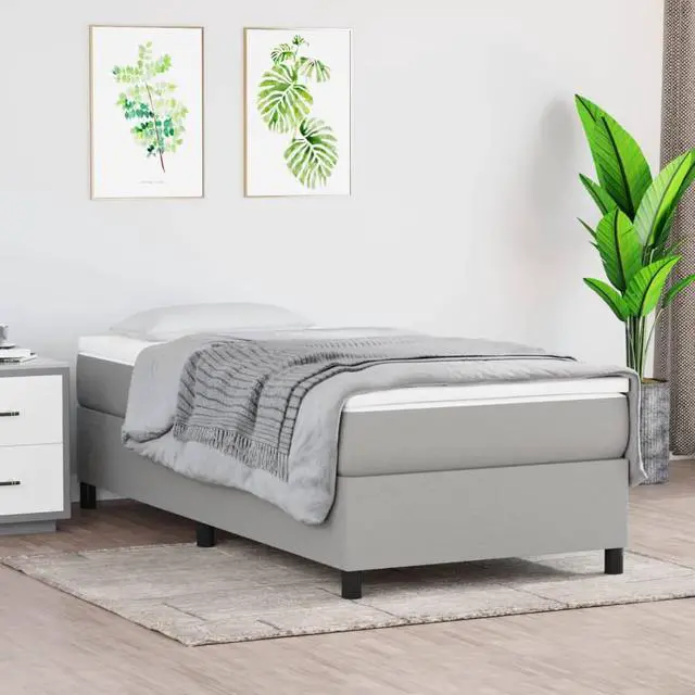 Main image of vidaXL Bed Frame Base Bedroom Furniture Light Gray 39.4"x74.8" Twin Fabric