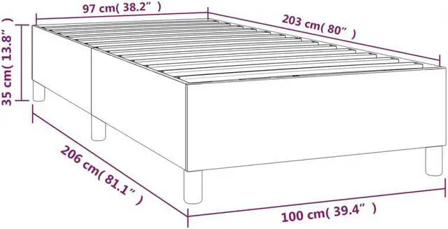 Alt view image 4 of 9 - vidaXL Box Spring Bed Frame Base Light Gray 39.4"x79.9" Twin XL Fabric