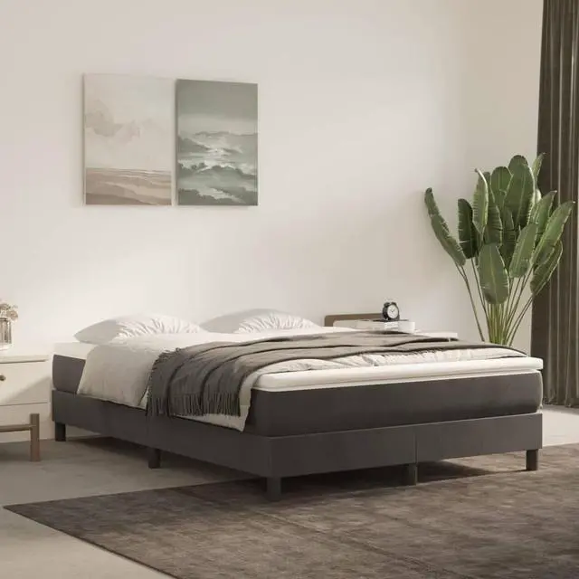 Main image of vidaXL Bed Frame Base Bedroom Furniture Dark Gray 59.8"x79.9" Queen Velvet