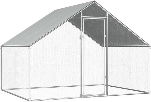 Alt view image 10 of 11 - vidaXL Outdoor Chicken Cage 9'x6.6'x6'3" Galvanized Steel