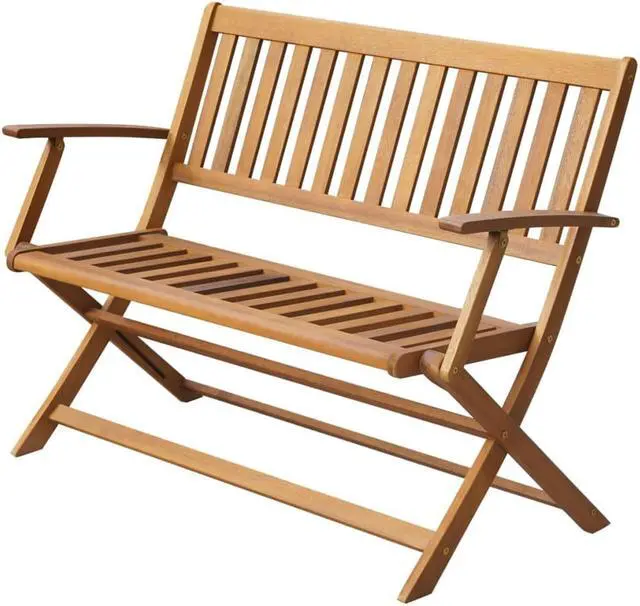 Alt view image 9 of 10 - vidaXL Folding Garden Bench Patio Wooden Bench with Armrest Solid Wood Acacia
