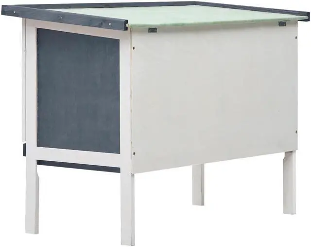 Alt view image 12 of 13 - vidaXL Outdoor Rabbit Hutch 1 Layer Gray Wood