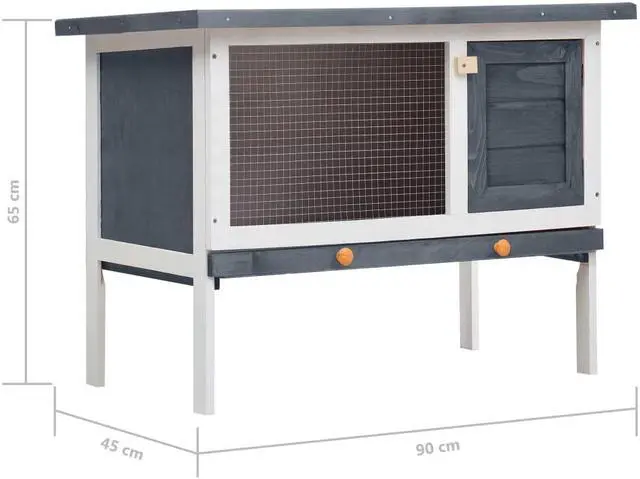 Alt view image 11 of 13 - vidaXL Outdoor Rabbit Hutch 1 Layer Gray Wood