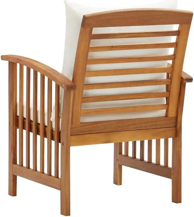 Alt view image 12 of 18 - vidaXL Folding Chairs 2 pcs Solid Teak Wood and Fabric Cream White