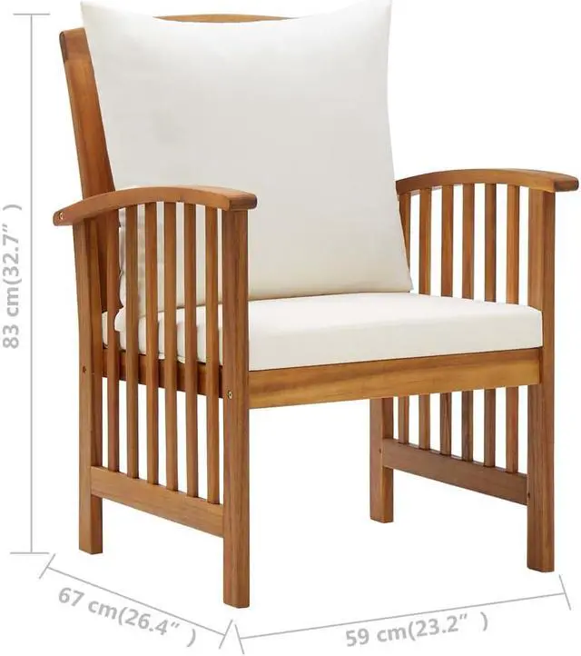 Alt view image 11 of 18 - vidaXL Folding Chairs 2 pcs Solid Teak Wood and Fabric Cream White