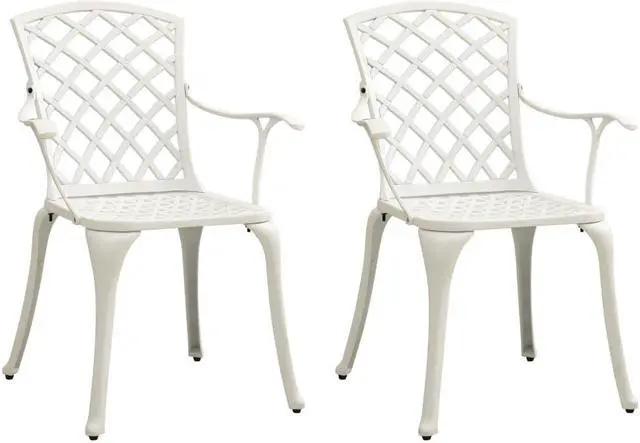 Alt view image 10 of 15 - vidaXL Garden Chairs 2 pcs Cast Aluminum White