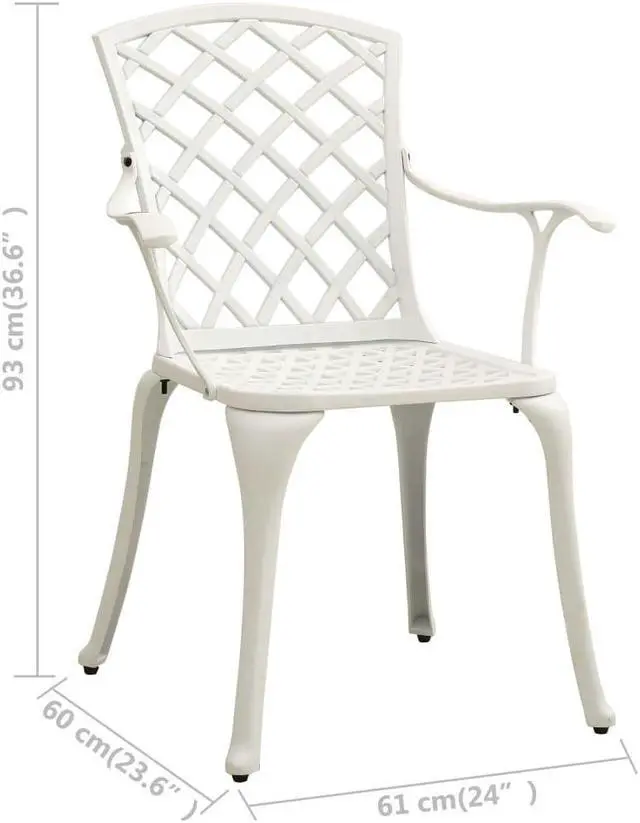 Alt view image 12 of 15 - vidaXL Garden Chairs 2 pcs Cast Aluminum White