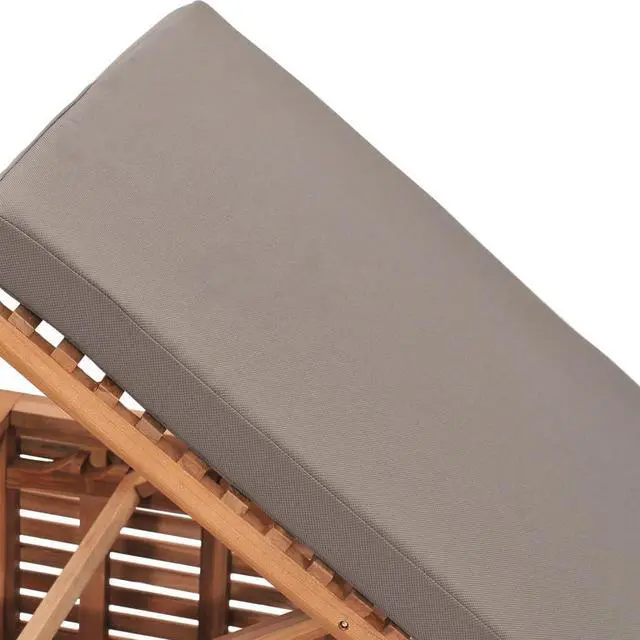 Alt view image 17 of 17 - vidaXL Sun Lounger with Dark Gray Cushion Solid Teak Wood
