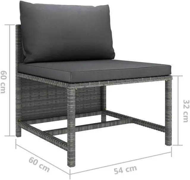 Alt view image 12 of 14 - vidaXL 3 Piece Patio Sofa Set with Cushions Gray Poly Rattan