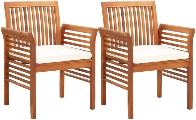 Alt view image 9 of 14 - vidaXL Garden Dining Chairs with Cushions 2 pcs Solid Acacia Wood