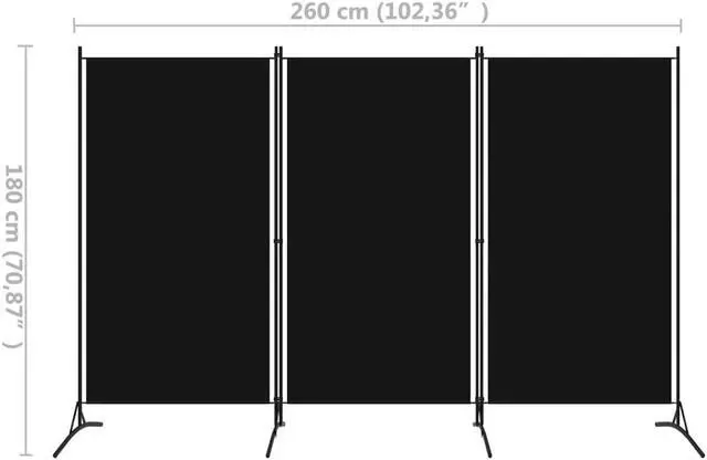 Alt view image 12 of 13 - vidaXL 3-Panel Room Divider Black 102.4"x70.9"