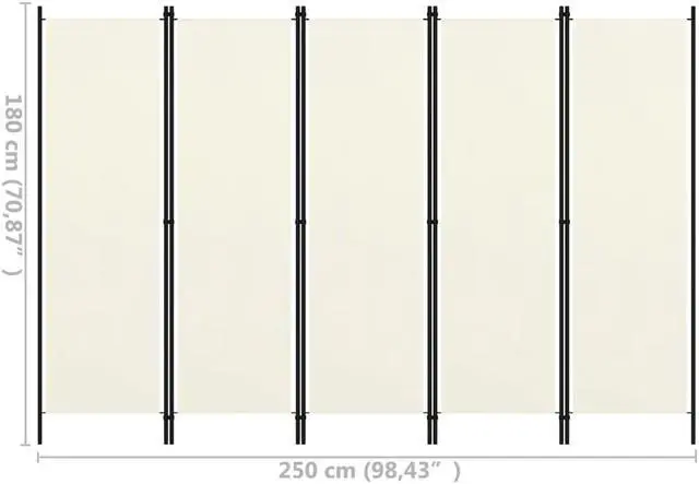 Alt view image 8 of 9 - vidaXL 5-Panel Room Divider Cream White 98.4"x70.9"