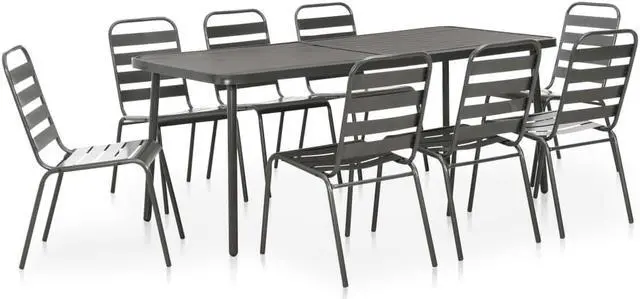 Main image of vidaXL Patio Dining Set 9 Piece Patio Dining Table and Chairs Steel Dark Gray