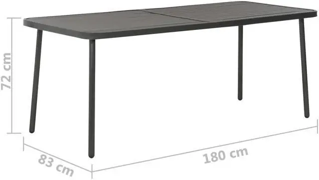 Alt view image 3 of 4 - vidaXL Patio Dining Set 9 Piece Patio Dining Table and Chairs Steel Dark Gray