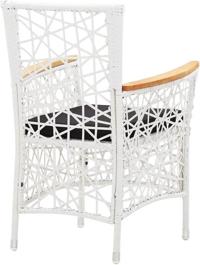 Alt view image 4 of 6 - vidaXL Patio Dining Set 5 Piece Outdoor Table and Chairs Poly Rattan White
