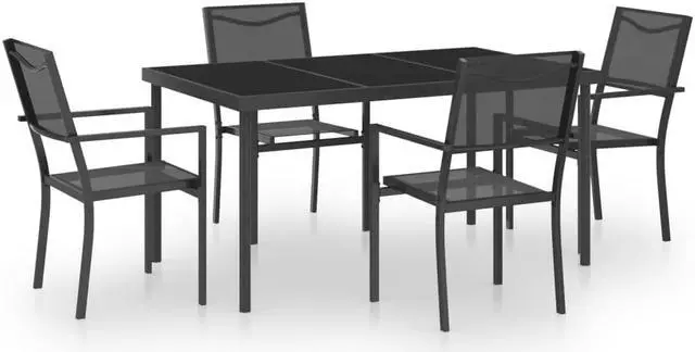 Alt view image 2 of 7 - vidaXL Patio Dining Set 5 Piece Steel Garden Outdoor Table and Chair Furniture