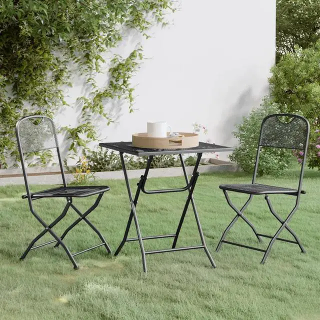 Main image of vidaXL Patio Dining Set 3 Piece Expanded Metal Mesh Anthracite Garden Outdoor