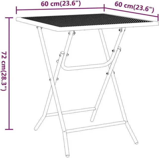 Alt view image 4 of 6 - vidaXL Patio Dining Set 3 Piece Expanded Metal Mesh Anthracite Garden Outdoor