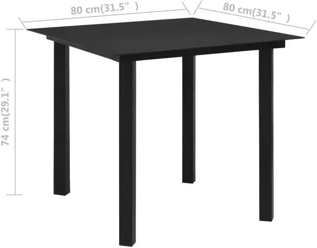 Alt view image 4 of 7 - vidaXL Patio Dining Set 3 Piece Black Glass and Steel Outdoor Garden Dinner