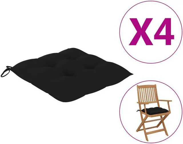 Alt view image 9 of 11 - vidaXL Chair Cushions 4 pcs Black 15.7"x15.7"x2.8" Fabric