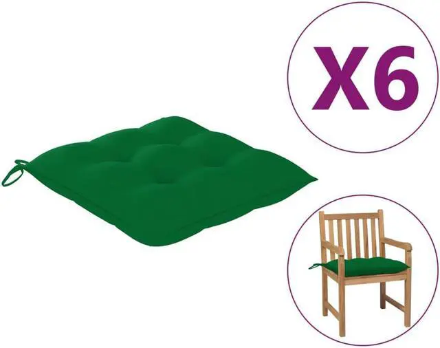 Alt view image 6 of 8 - vidaXL Chair Cushions 6 pcs Green 19.7"x19.7"x2.8" Fabric