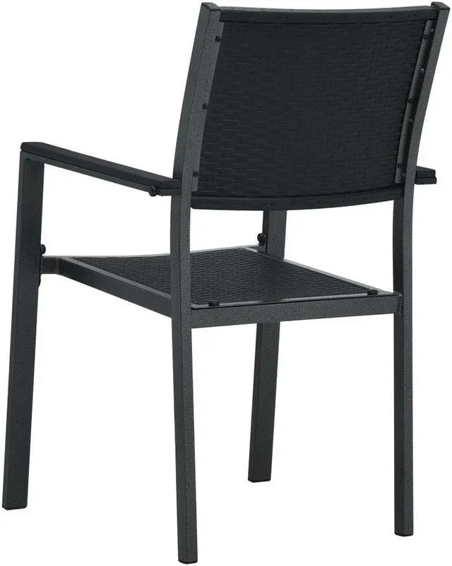Alt view image 12 of 14 - vidaXL Garden Chairs 4 pcs Black Plastic Rattan Look