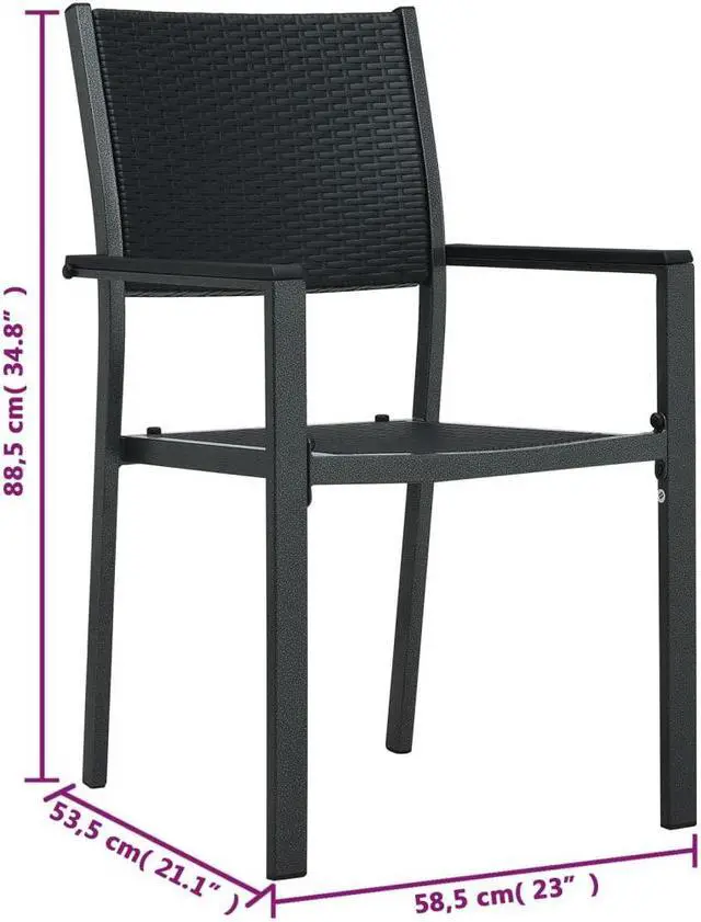 Alt view image 11 of 14 - vidaXL Garden Chairs 4 pcs Black Plastic Rattan Look