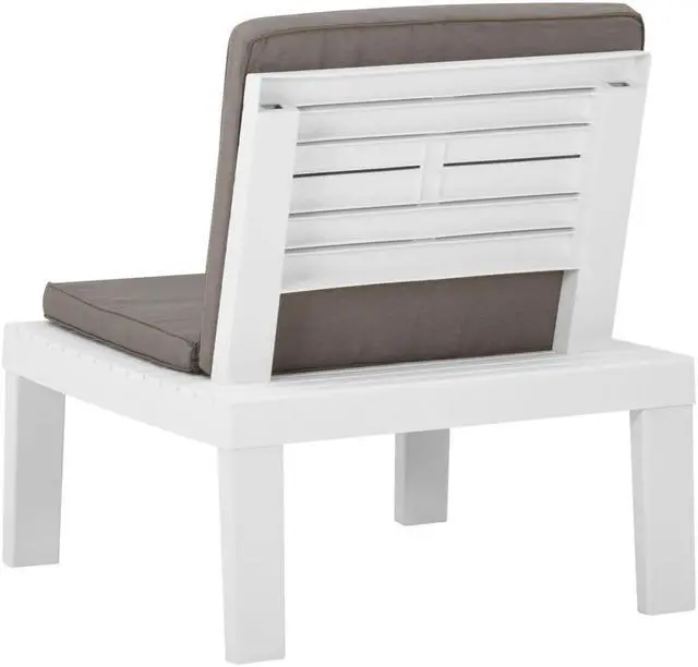 Alt view image 13 of 13 - vidaXL Garden Lounge Chair with Cushion Plastic White