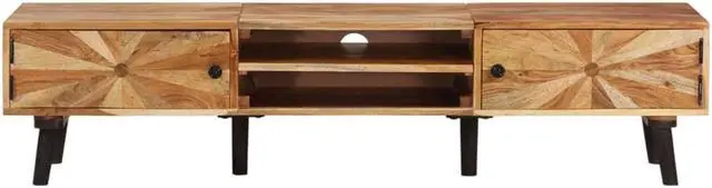 Alt view image 3 of 7 - vidaXL TV Cabinet 57.1"x13.8"x13.8" Solid Acacia Wood