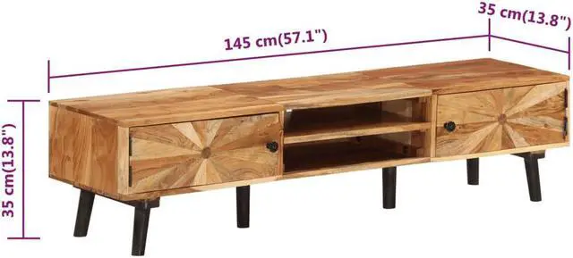 Alt view image 4 of 7 - vidaXL TV Cabinet 57.1"x13.8"x13.8" Solid Acacia Wood