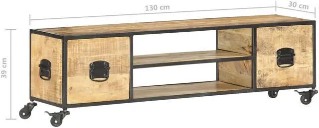 Alt view image 5 of 7 - vidaXL TV Cabinet 51.2"x11.8"x15.4" Solid Mango Wood