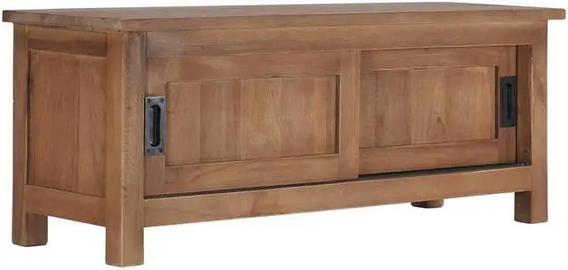 Alt view image 7 of 11 - vidaXL TV Cabinet 35.4"x11.8"x13.8" Solid Teak Wood
