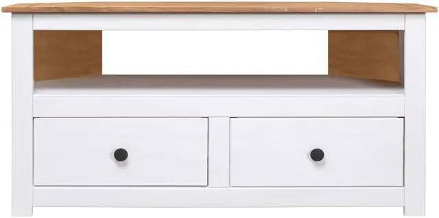 Alt view image 5 of 8 - vidaXL Corner TV Cabinet White 36.6"x19.3"x19.3" Solid Pine Panama Range