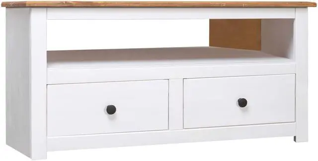 Alt view image 4 of 8 - vidaXL Corner TV Cabinet White 36.6"x19.3"x19.3" Solid Pine Panama Range