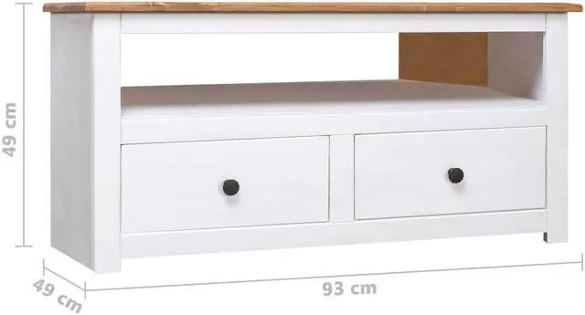 Alt view image 6 of 8 - vidaXL Corner TV Cabinet White 36.6"x19.3"x19.3" Solid Pine Panama Range