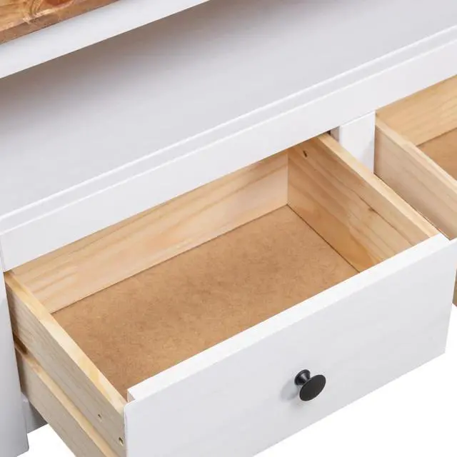 Alt view image 8 of 8 - vidaXL Corner TV Cabinet White 36.6"x19.3"x19.3" Solid Pine Panama Range
