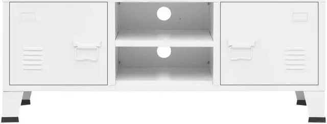 Alt view image 3 of 7 - vidaXL Industrial TV Cabinet White 41.3"x13.8"x16.5" Metal