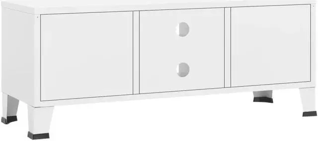 Alt view image 5 of 7 - vidaXL Industrial TV Cabinet White 41.3"x13.8"x16.5" Metal