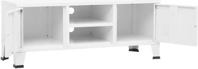 Alt view image 6 of 7 - vidaXL Industrial TV Cabinet White 41.3"x13.8"x16.5" Metal