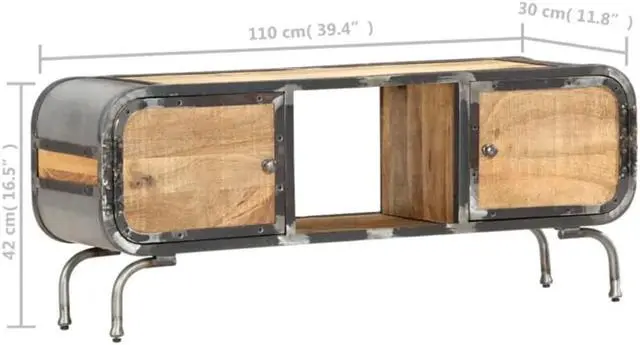 Alt view image 4 of 7 - vidaXL TV Cabinet 43.3"x11.8"x16.5" Solid Wood Mango
