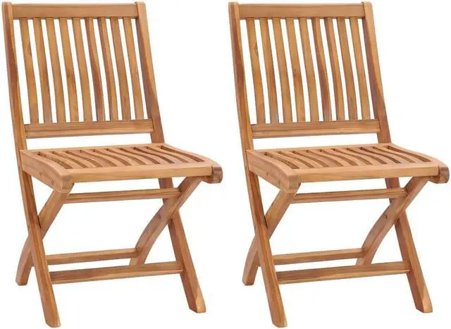 Alt view image 10 of 15 - vidaXL Folding Garden Chairs 2 pcs Solid Teak Wood
