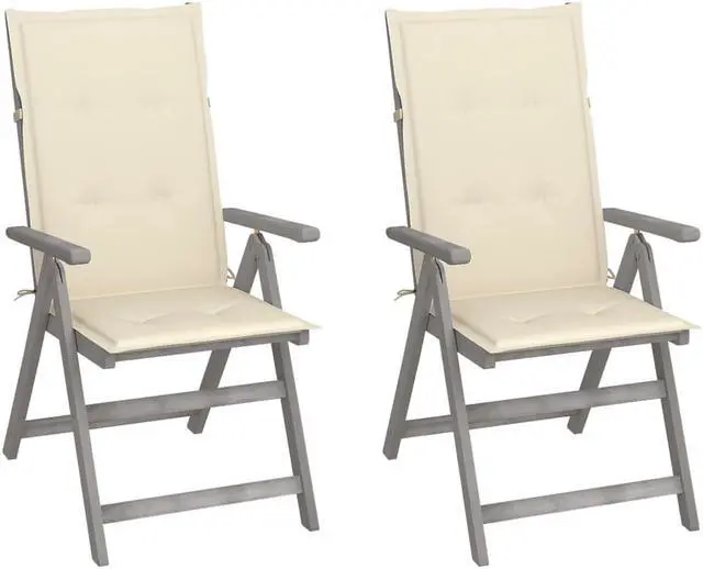 Main image of vidaXL Outdoor Recliner Chairs 2 Pcs Patio Chair with Cushions Solid Wood Acacia