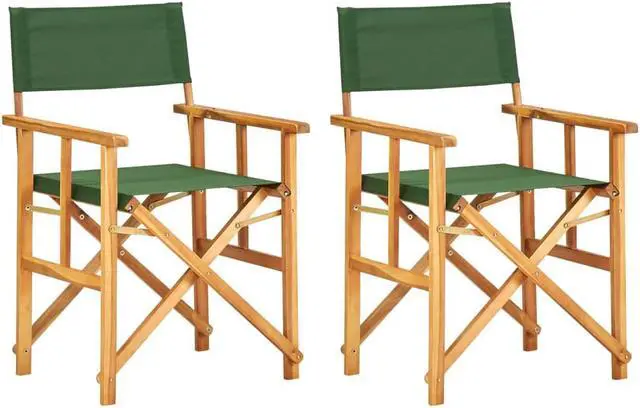Alt view image 8 of 13 - vidaXL Director's Chairs 2 pcs Solid Acacia Wood Green