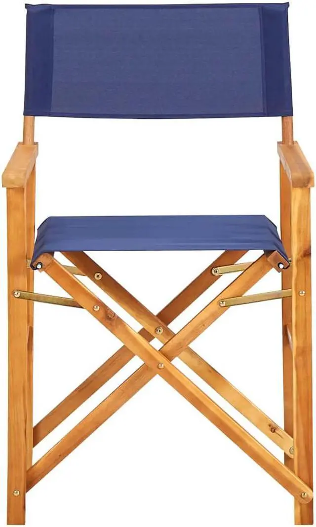 Alt view image 11 of 15 - vidaXL Director's Chair Solid Acacia Wood Blue